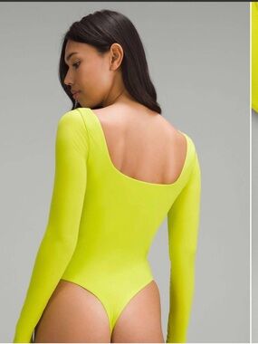 lululemon athletica Neon Lime Long-Sleeve Scoop-Back Bodysuit